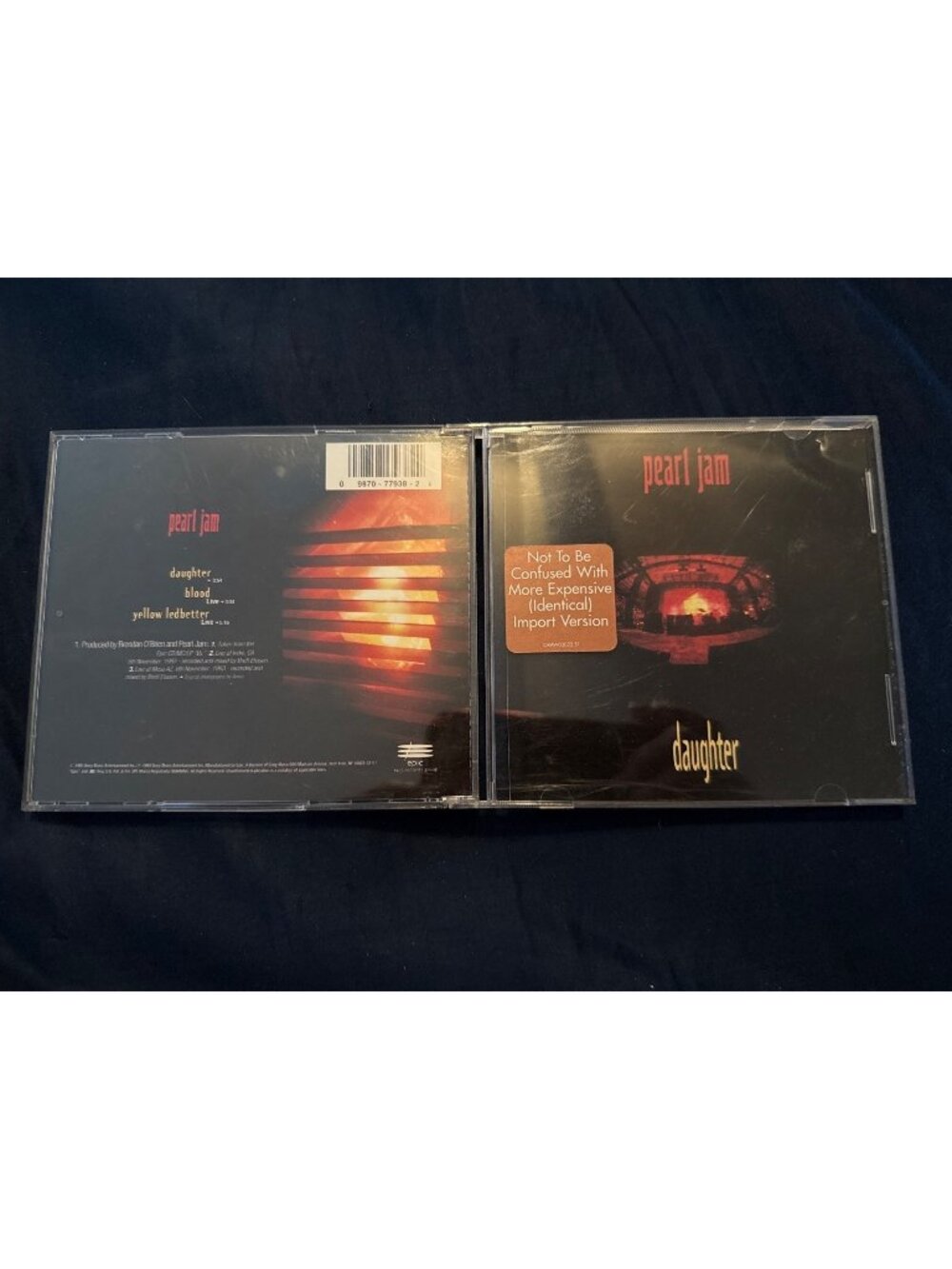Pearl Jam Daughter CD Single 1993 Epic Records Featuring Live Tracks Blood & Yel